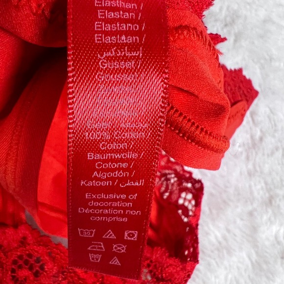 Skims Fits Everybody Lace Dipped Thong Cayenne Red PN-THG-9371 Womens Size M NEW - Picture 8 of 11